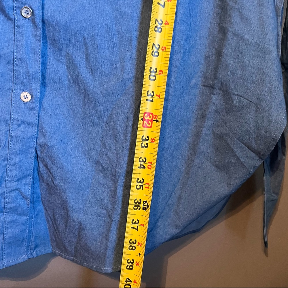 NWT NY Collection Sz Pet Large Blue Button Chambray Shirt Midi Dress Ret $59! - Picture 8 of 9
